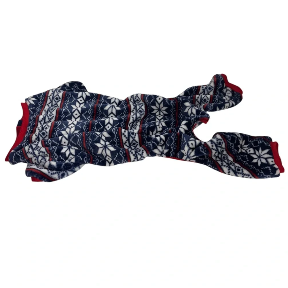 Dog Coat Size Large Cold Alert Technology Fair Isle Print Blue and Red LuvGear